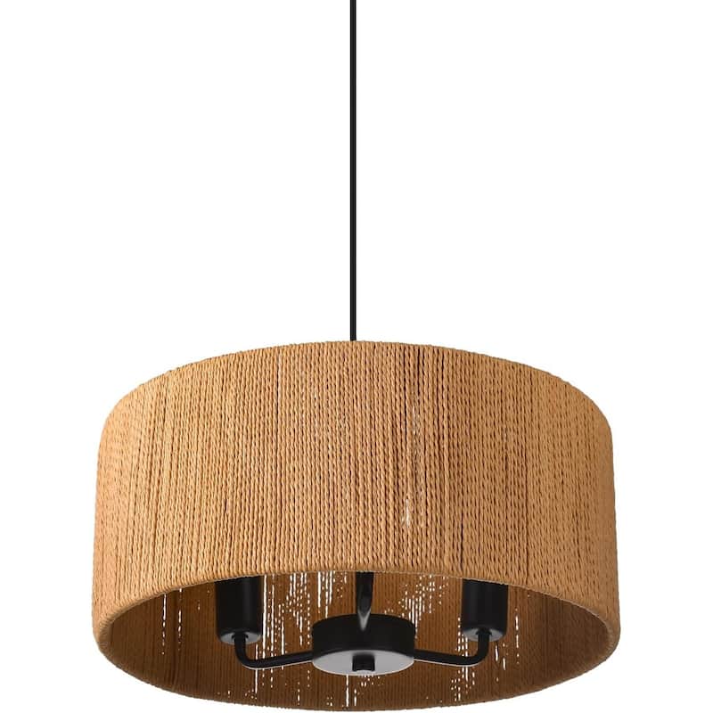 3-light chandelier light dark brown hanging lamp rattan kitchen light