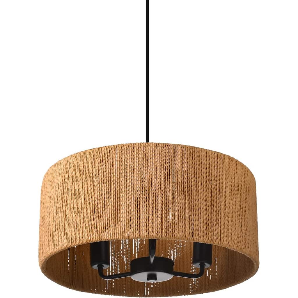 3-light chandelier light dark brown hanging lamp rattan kitchen light