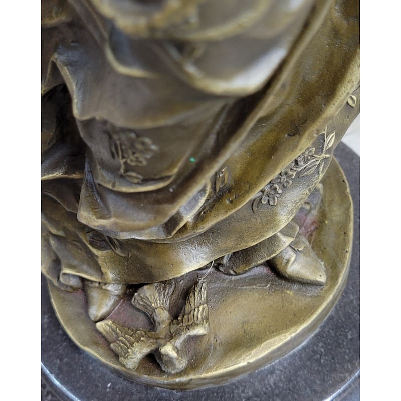 Incredible Large Victorian Solid Bronze Princess Female Bird Figurine Statue Art