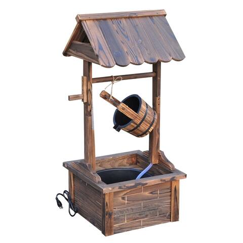 JOMEED Outdoor Decorative Farmhouse Rustic Wooden Wishing Well Water Fountain - 25.56