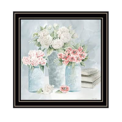 TrendyDecor4U Contemporary "Pastel Peonies Pretties" Framed Print Wall Art