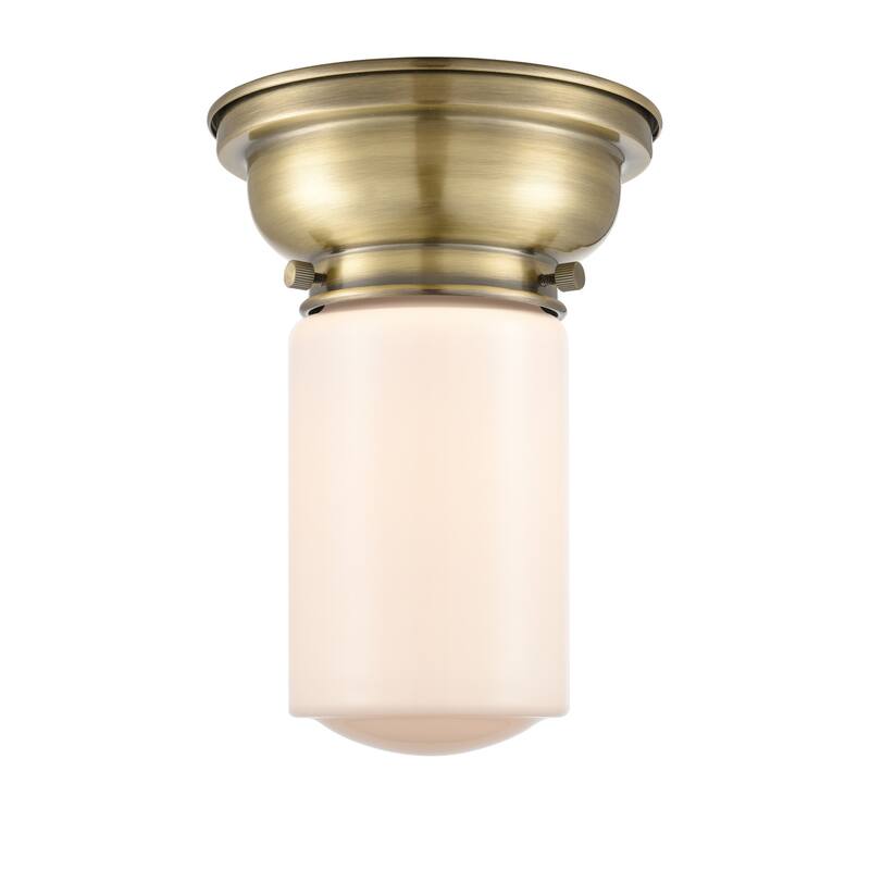 Innovations Lighting Dover 6" Wide Convertible Flush Mount Ceiling - Antique Brass / Matte White