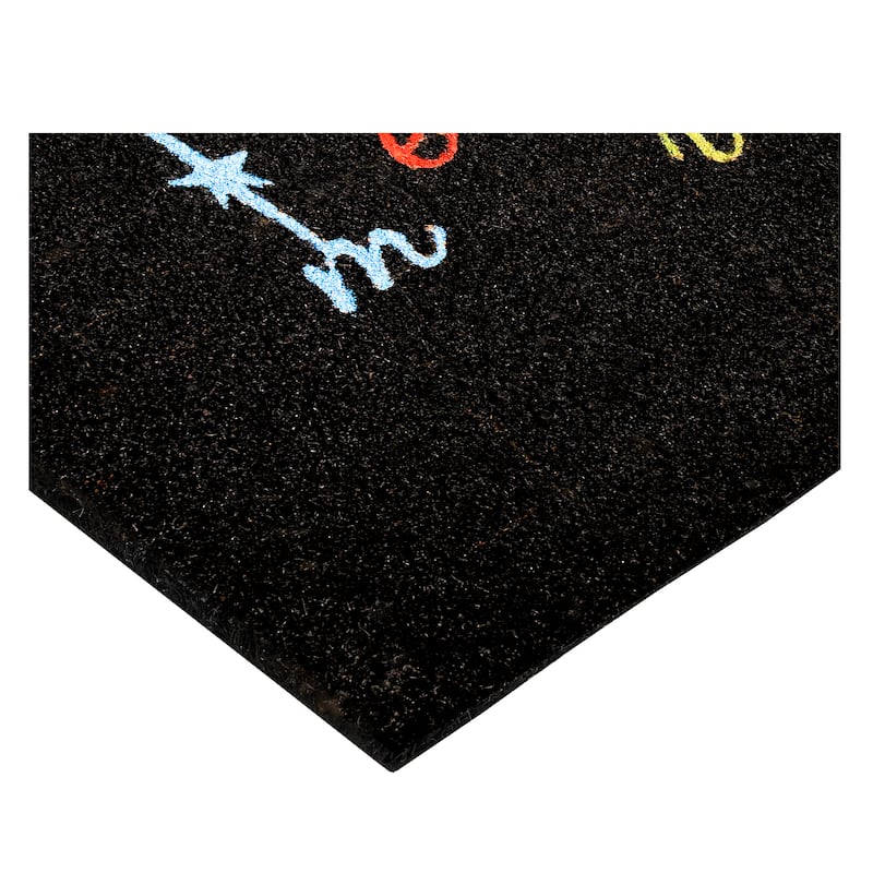 HomeRoots 17" X 29" Black Red And Blue Merry Christmas Outdoor Coir Door Mat - 17.00' X '29.00