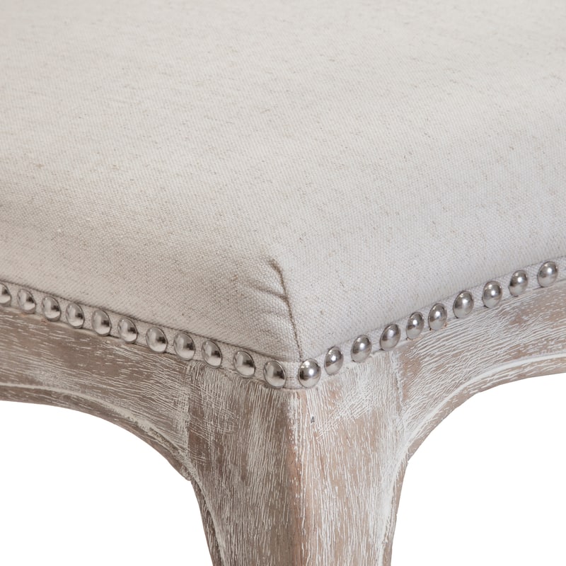 Weathered Hardwood Studded Beige Dining Chair (Set of 2) by Christopher Knight Home