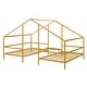 preview thumbnail 16 of 18, Twin Size Metal House Beds with Built-in Table