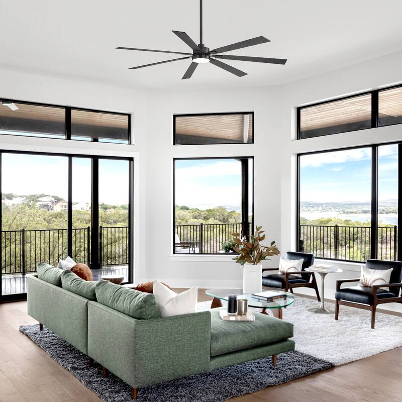 Large 72" Reversible 7-Blade Integrated Ceiling Fan with LED Light and Remote