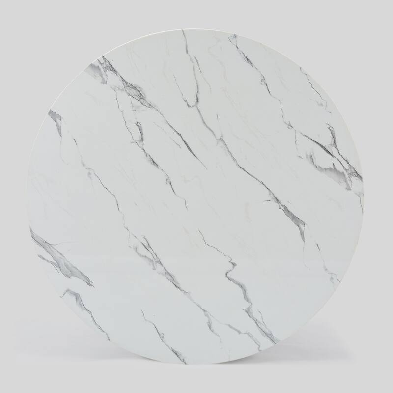 Modern Round Dining Table Set with Upholstered Armless Chairs, 3-Piece Mid-Century Kitchen Table Set