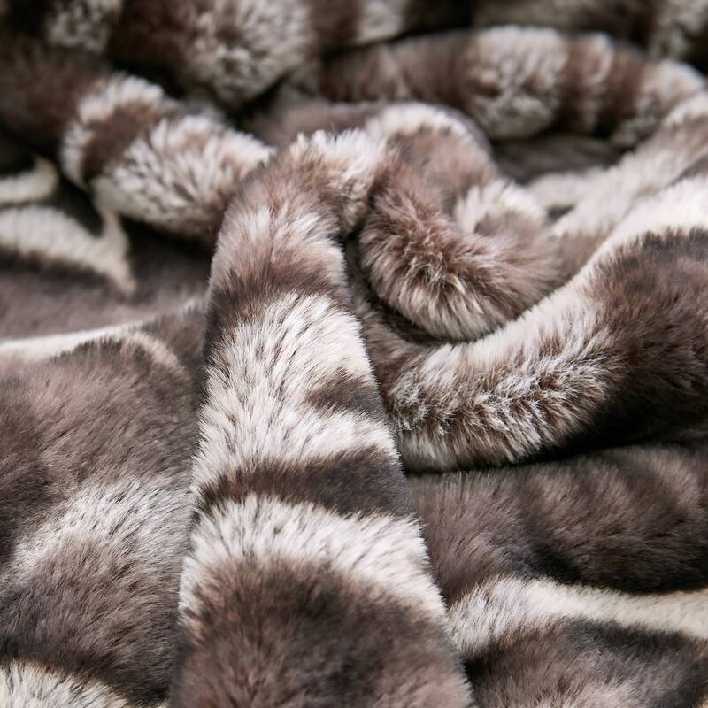 Serenta Tip Print Light FauxFur Throw Pillow Shell Ottoman 4 PC Set