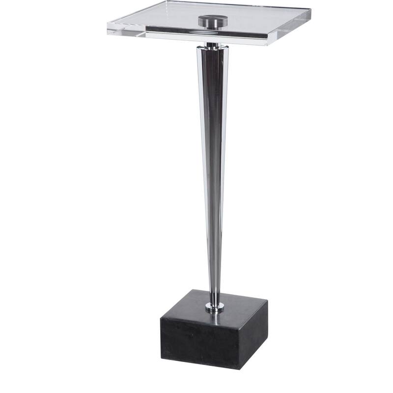 Uttermost Campeiro 13" Wide Crystal Topped Stainless Steel Drink Table