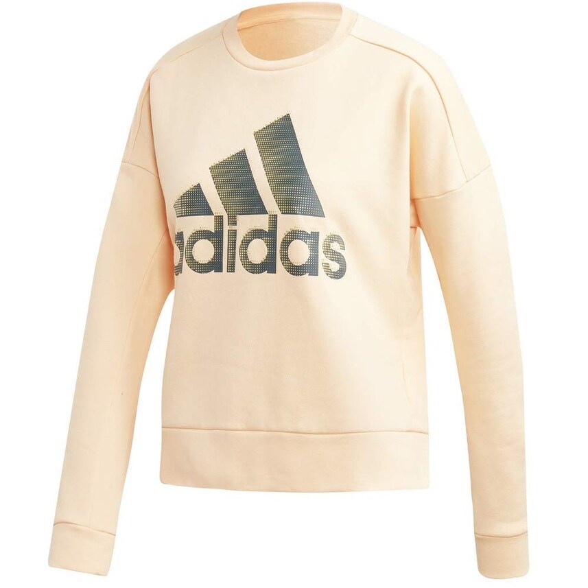 Shop Adidas Women Sweatshirt Coral Orange Size Large L Glam Graphic Logo Crew Overstock 31687452