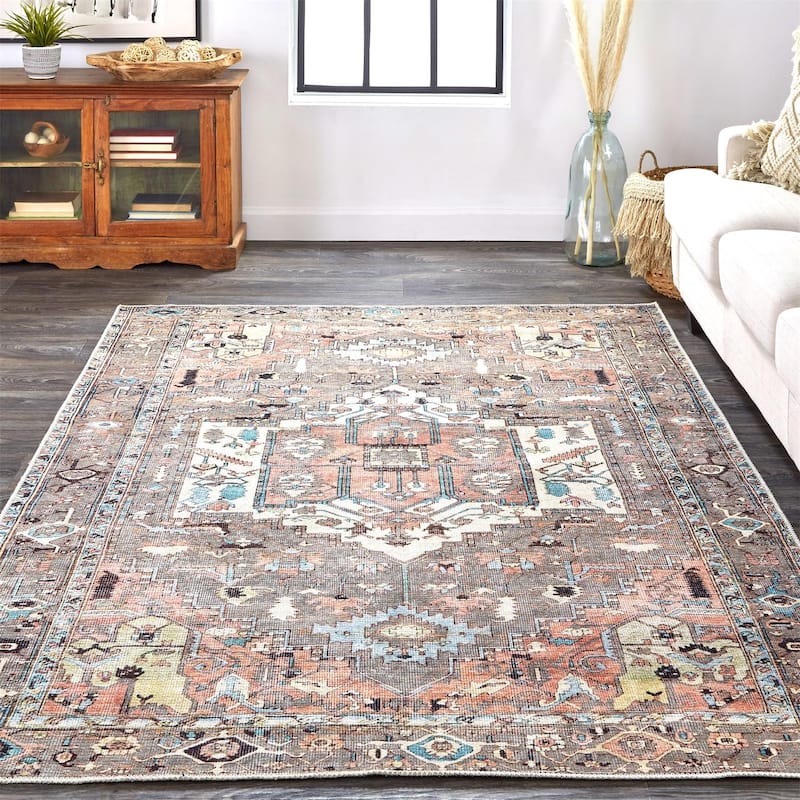 Prescott Vintage Medallion Rug, Pink Clay/Warm Gray, Accent Rug