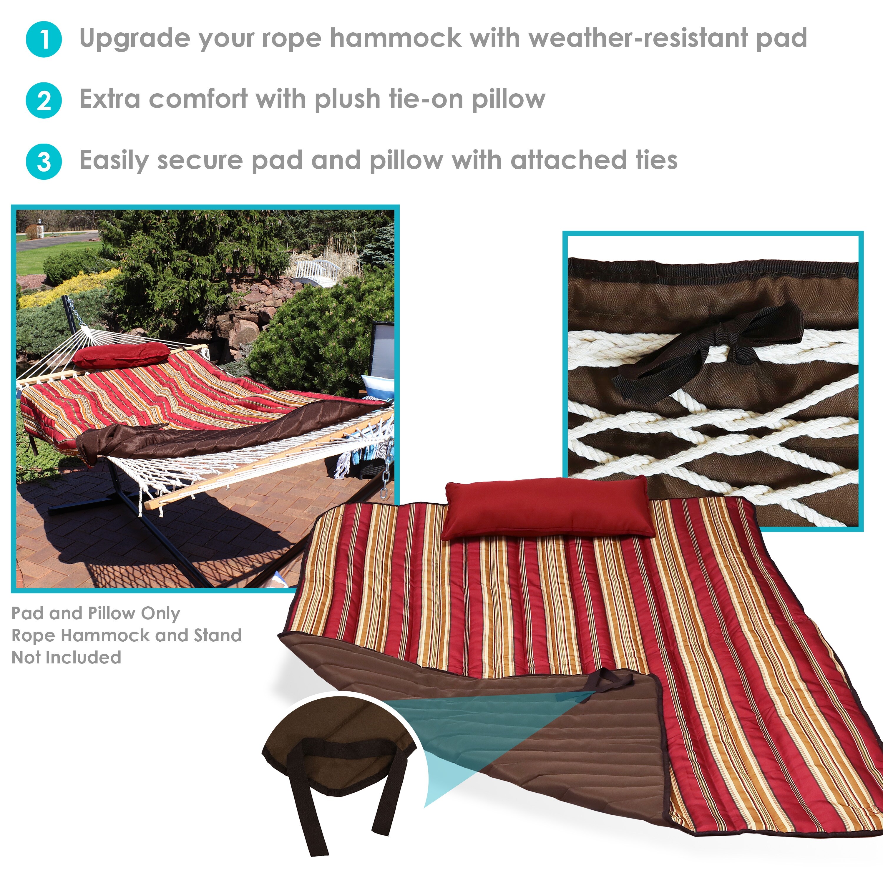 Durable Outdoor Polyester Quilted Hammock Pad and Pillow Only