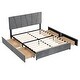 preview thumbnail 7 of 22, Modern & Simple Style Queen Size Upholstery Wood Platform Bed with Four Drawers,Adjustable Headboard