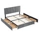preview thumbnail 7 of 22, Queen Size Upholstery Platform Bed with Four Drawers on Two Sides,Modern Style