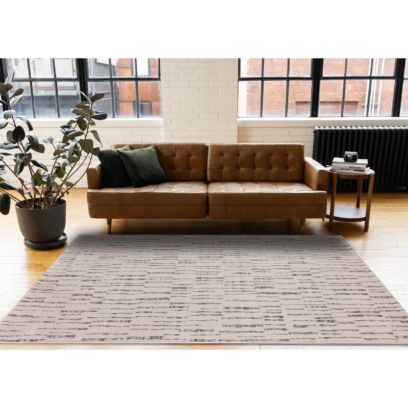 Grey Broken Stripes High Traffic Rug