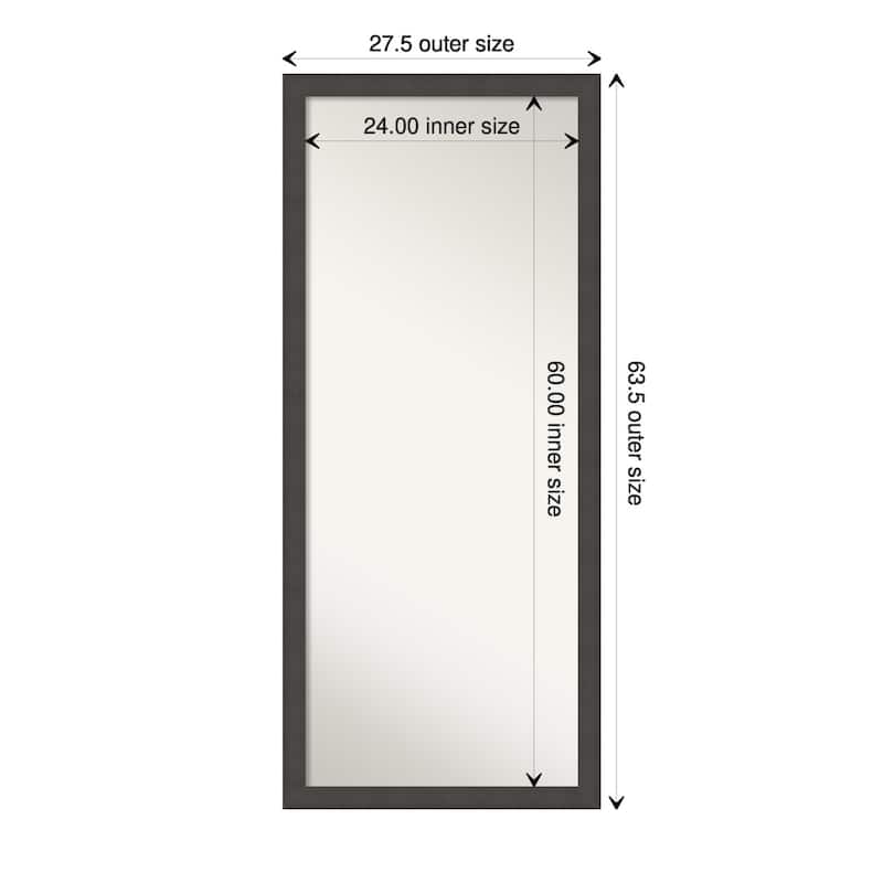 Blaine Narrow Non-Beveled Framed Full-Length Floor Leaner Mirror - Glass Size 24x60 - Blaine Light Pewter Narrow