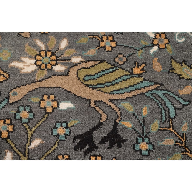 Animal Pictorial Ziegler Accent Rug Hand-Knotted Floral Wool Carpet - 2'11"x 5'0"