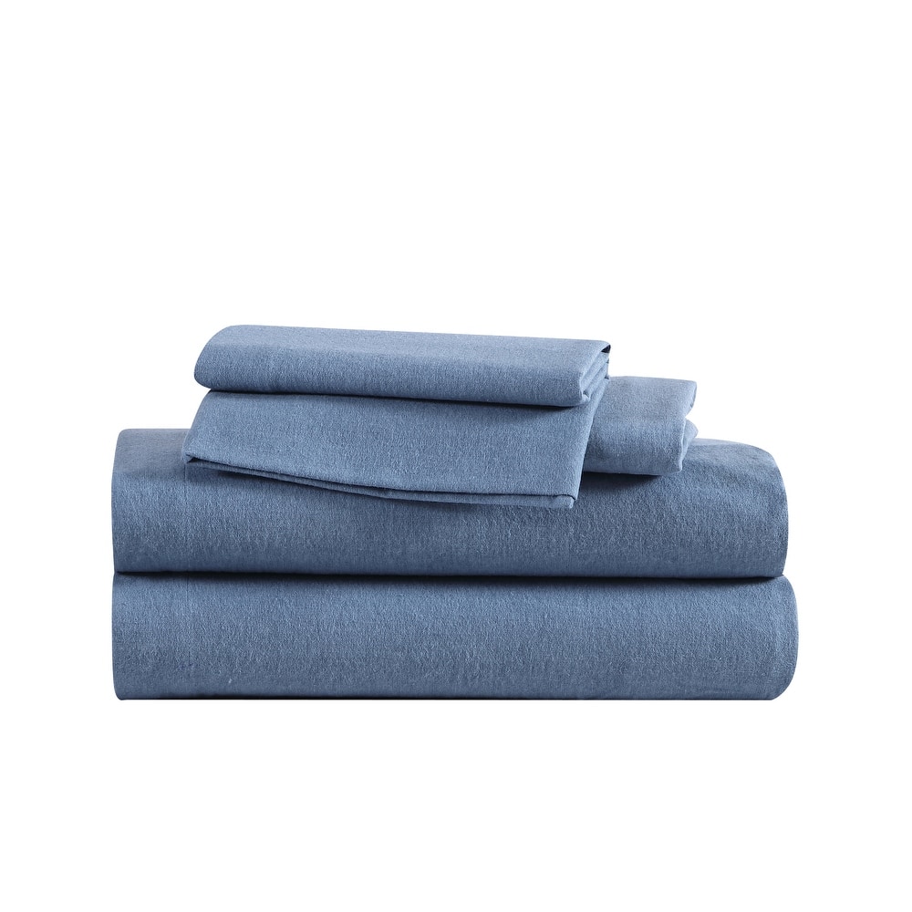 Eddie Bauer Cotton Flannel-Solids-Deep Pocket- Sheet & Pillowcase Set