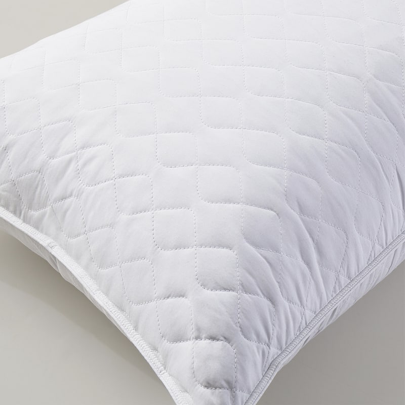 2 Pack Medium-Soft Goose Feather Pillows White Quilted Cover