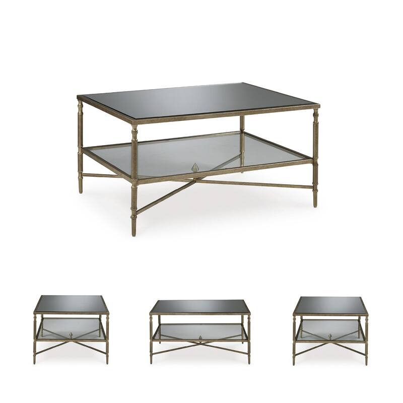 Signature Design by Ashley Cloverty Aged Gold Coffee Table - 37.75" W x 28" D x 19.25" H