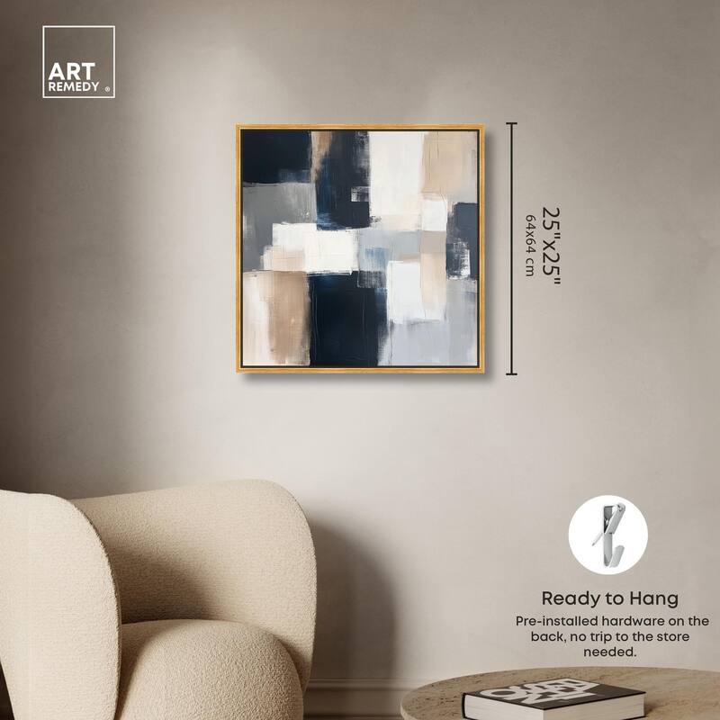 Blue and Tan Abstraction I Canvas by Art Remedy