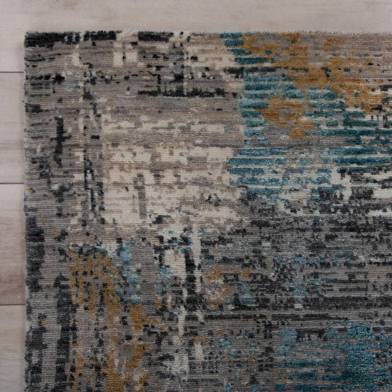 Alora Decor Cosmopolitan Contemporary Gray Wool/Tencel Area Rug