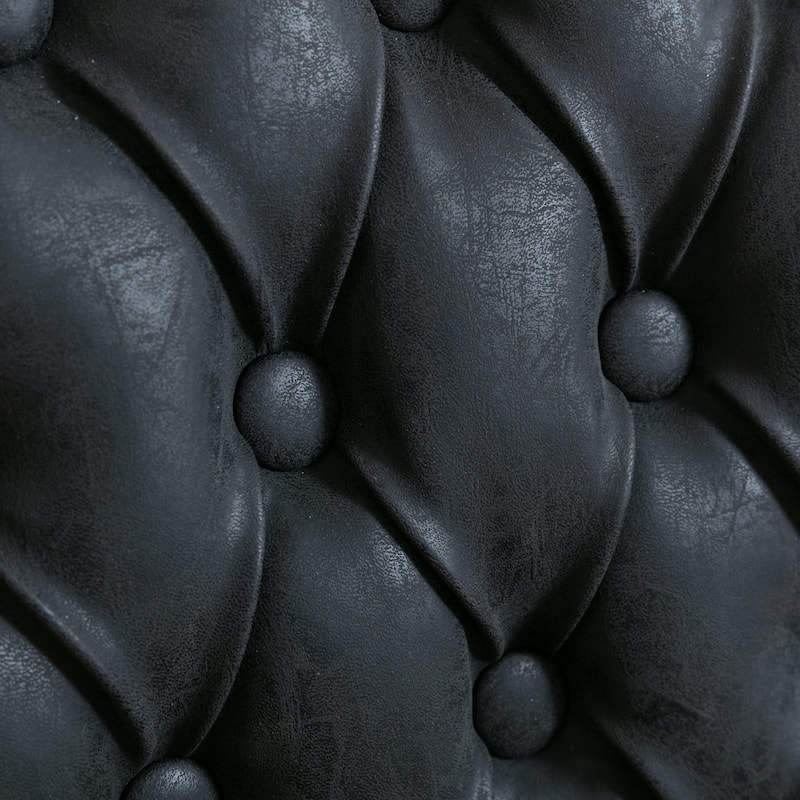 GDF Studio - French Traditional Wood PU Upholstered Dining Chairs with Tufted Back & Nailhead Trim, Set of 2