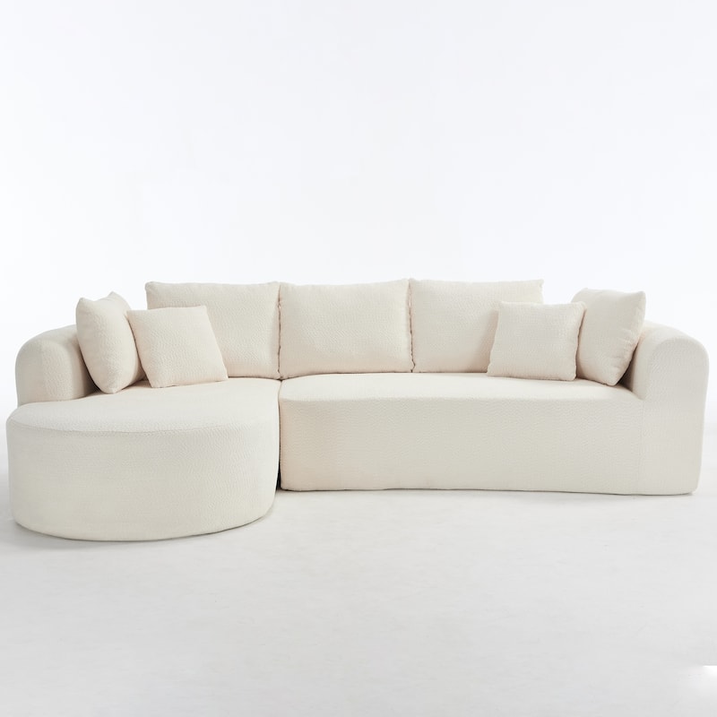 Modular Cloud Sectional Couch with L Shape Chaise, Corduroy Upholstered Boneless Sofa, Compressed Sofa with 7 Pillows