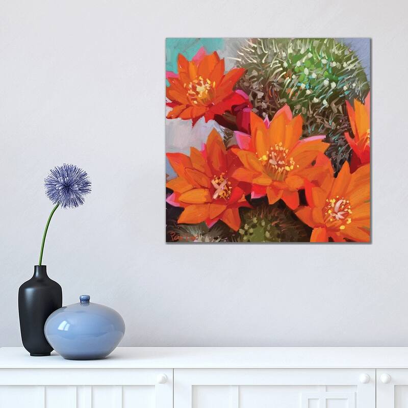 iCanvas "Orange Cactus" by Teddi Parker Canvas Print - 18x18x1.5