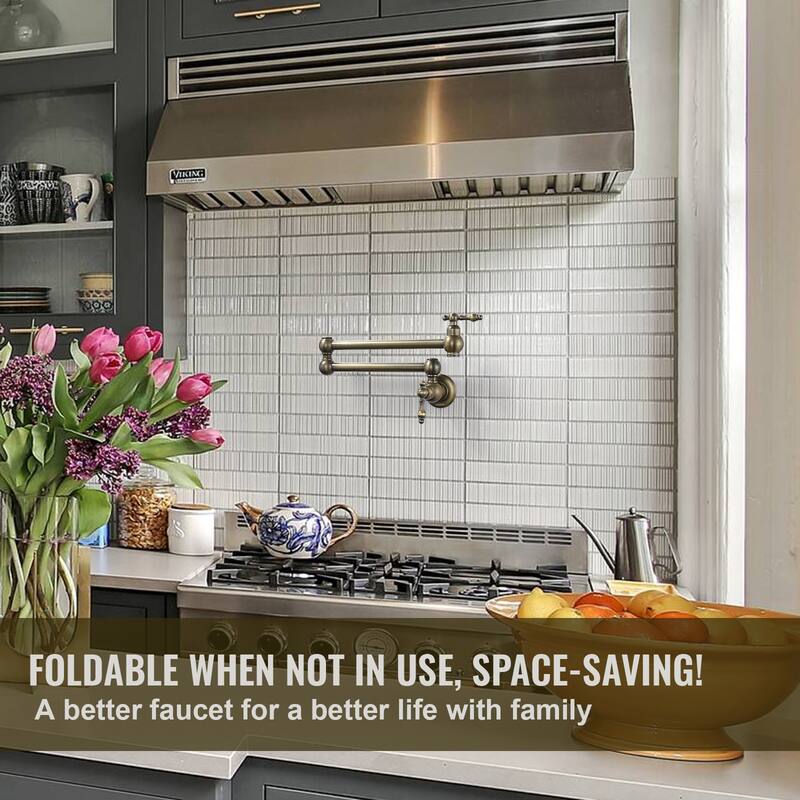 WOWOW Wall Mounted Pot Filler Faucet with Double Joints