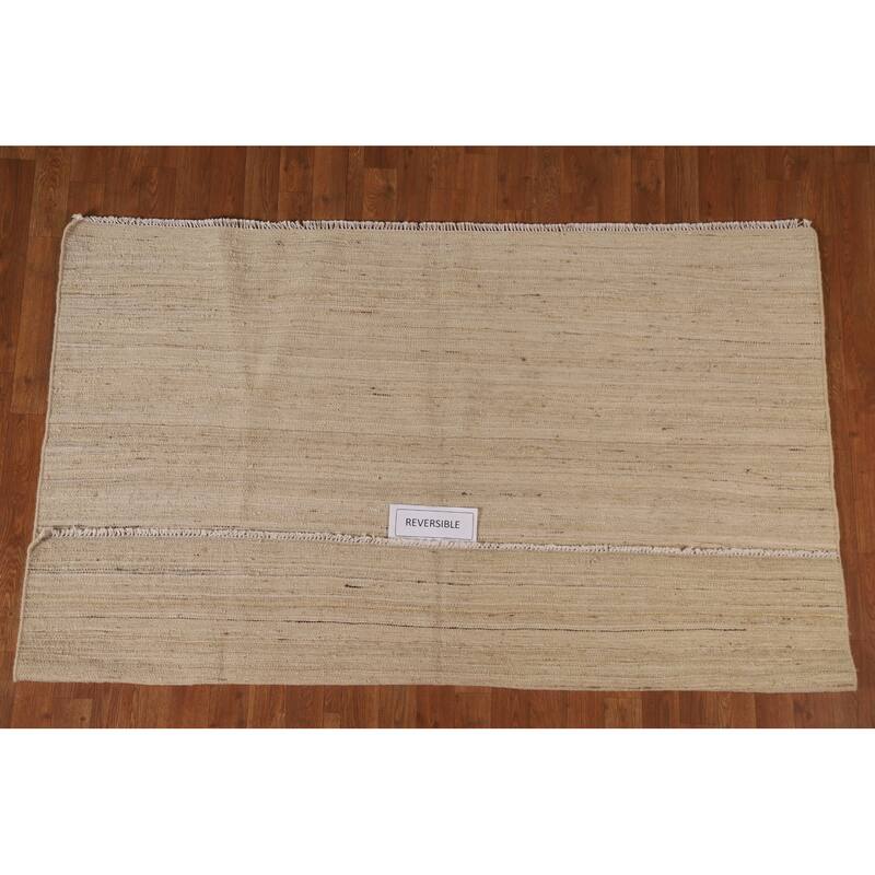 Reversible Kilim Modern Rug Hand-woven Wool Carpet - 4'9"x 6'0"