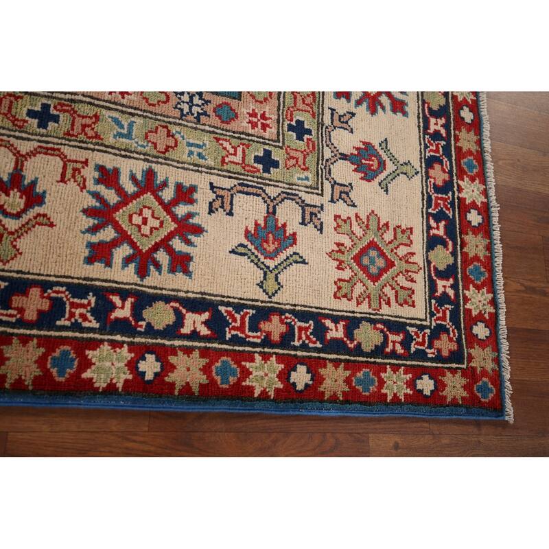 Blue Oriental Kazak Rug Hand-Knotted Wool Carpet - 6'7" x 10'0"
