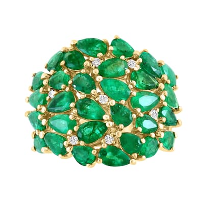 EFFY 14K Gold Diamond Natural Emerald Ring