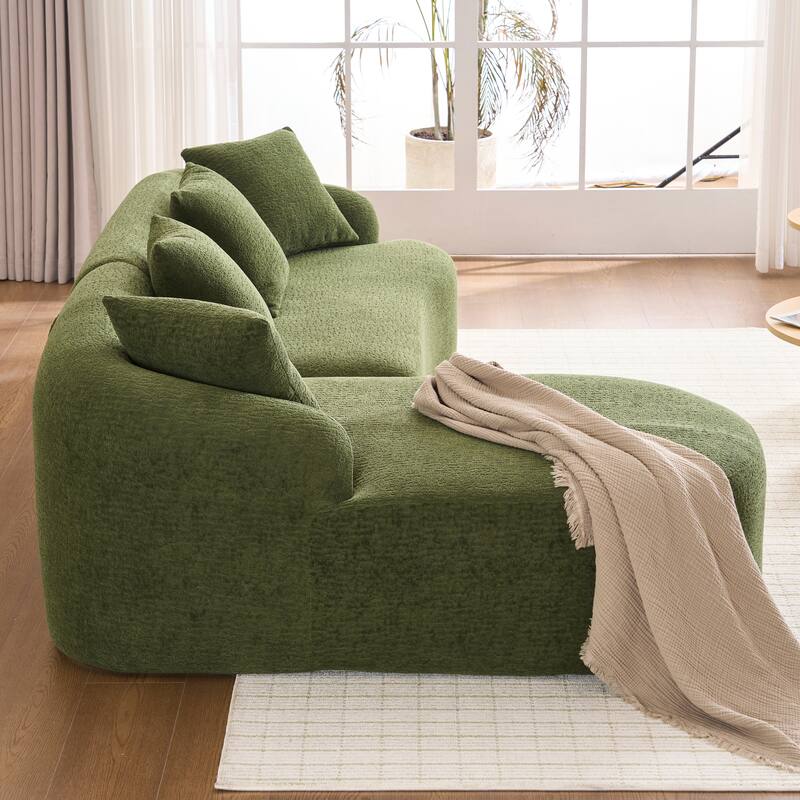 Curved Sectional Sofa L-Shape Modular Chaise Chenille Floor Couch