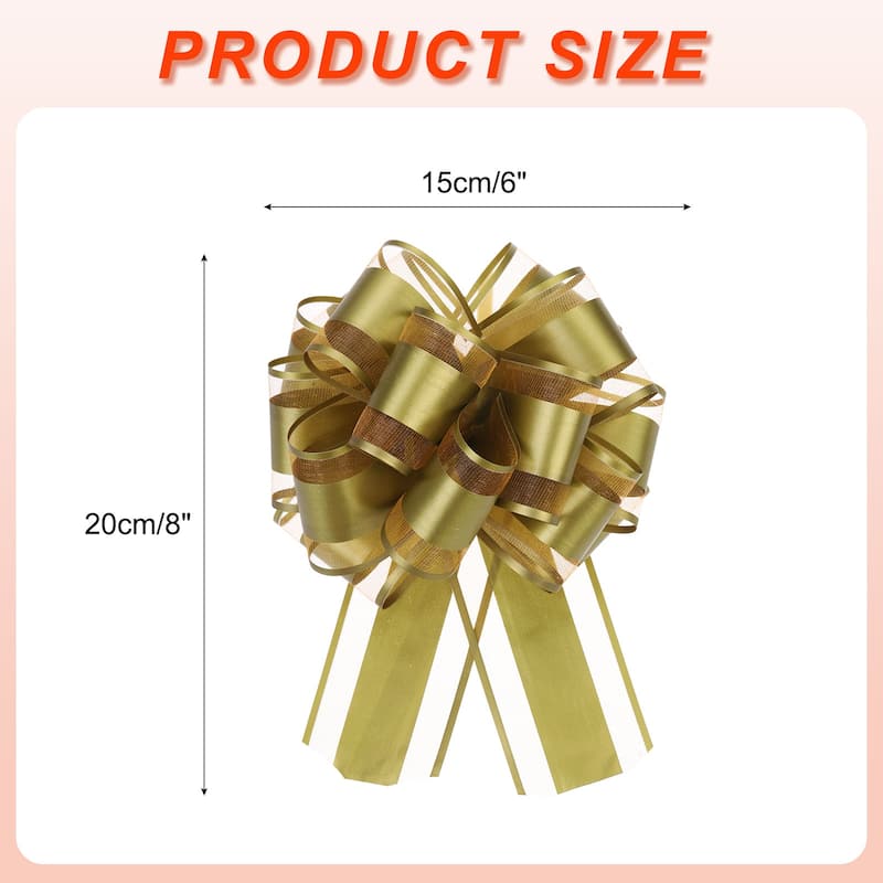 5pcs 6 Inch Large Big Pull Bow Gift Wrapping Ribbon for Car Presents - Gold