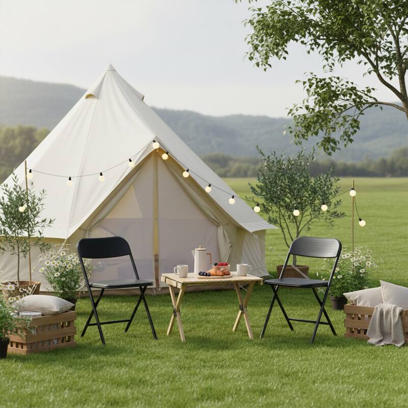 HOMYLIN Folding Chair Set with Metal Frame for Indoor/Outdoor Seating