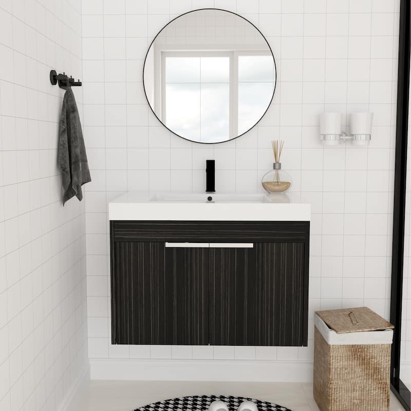 BNK 24"/30"/36" Single Sink Bathroom Vanity with Soft Close Door, Modern Floating Vanity