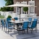 preview thumbnail 146 of 174, Patio Dining Set, Outdoor Dining Table and Chairs Set with Textilene Chairs, Adjustable Umbrella Hole for Garden, Backyard 9 Piece-Square - Blue