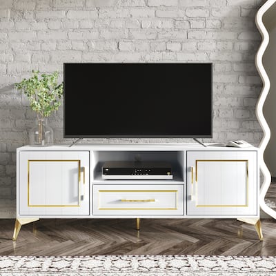 CraftPorch Contemporary TV Stand Console In White - n/a