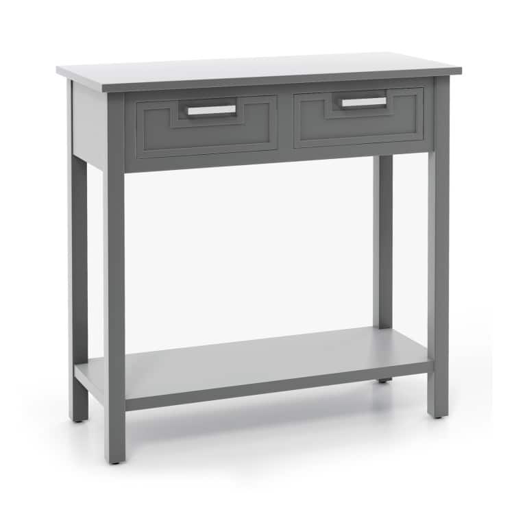Wooden Console Table with 2 Drawers and Open Storage Shelf for Hallway