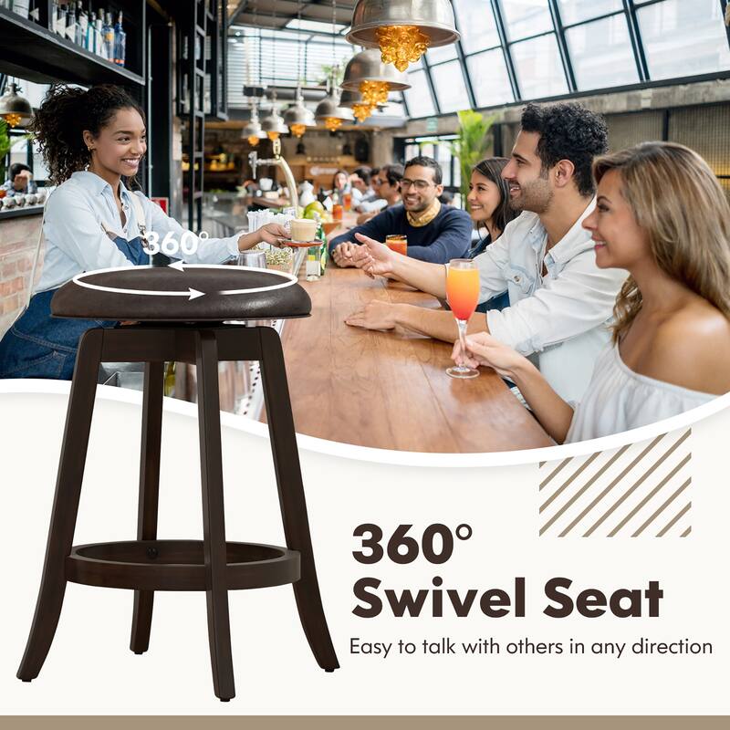 Gymax 24'' Counter Height Stools Set of 2 w/ Swivel Round Seat &