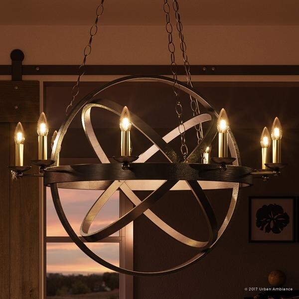 Luxury Vintage Chandelier, 43"H x 32"W, with Transitional Style, Sphere Design, Estate Bronze Finish (60 to 100 Watts - Steel - Bronze - 7 to 10 - - Chandeliers For Bedrooms by Overstock.com