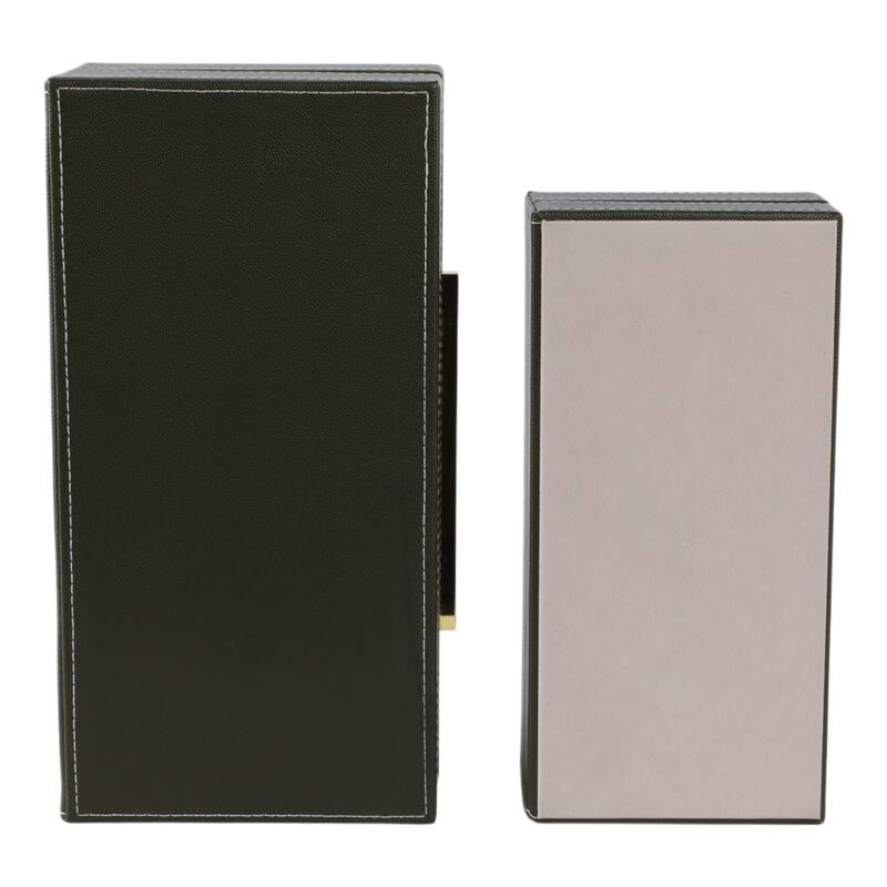 Decorative Faux Leather Organizer Box with Lid - Set of 2", 9", Brown - 12.0"