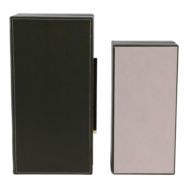 Faux Leather Organizer Box with Lid (Set of 2) - 9" Brown - 12" x 6" x 4"