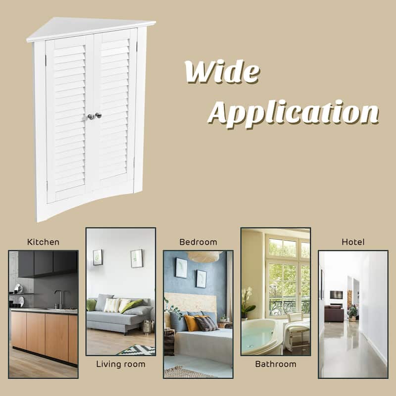 Costway Corner Storage Cabinet Freestanding Floor Cabinet Bathroom w/