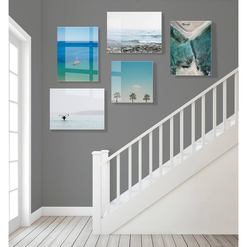 Kate and Laurel Trio Of Palm Trees Floating Acrylic Art by Laura Evans