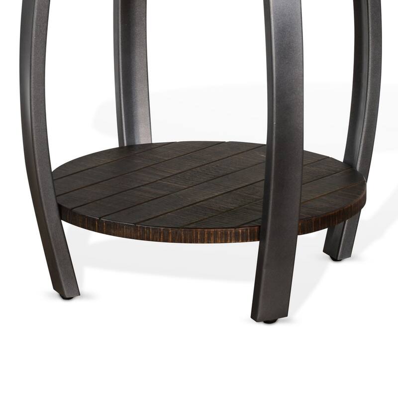 24 in. Dark Brown Round Wood End Table, Sturdy Build End Side Table for Living Rooms