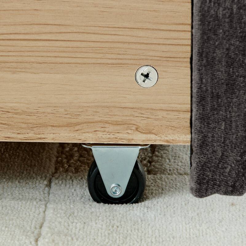 Modern King Size Upholstered Bed with Storage Drawers, Dark Gray