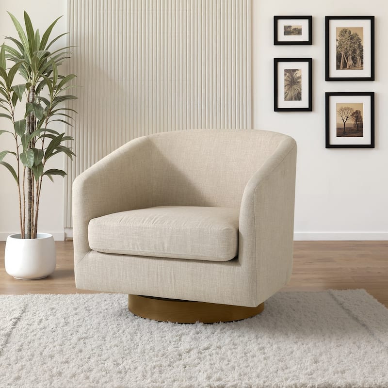 2 Set Modern Wide Round Swivel Accent Barrel Chairs