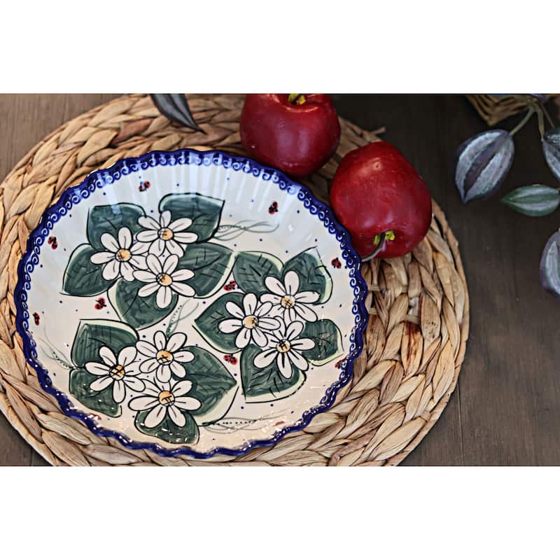 Blue Rose Polish Pottery 100 Vena Pie Plate